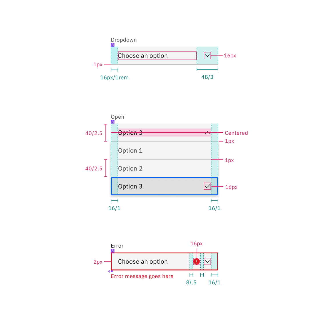 Structure and spacing for a default dropdown